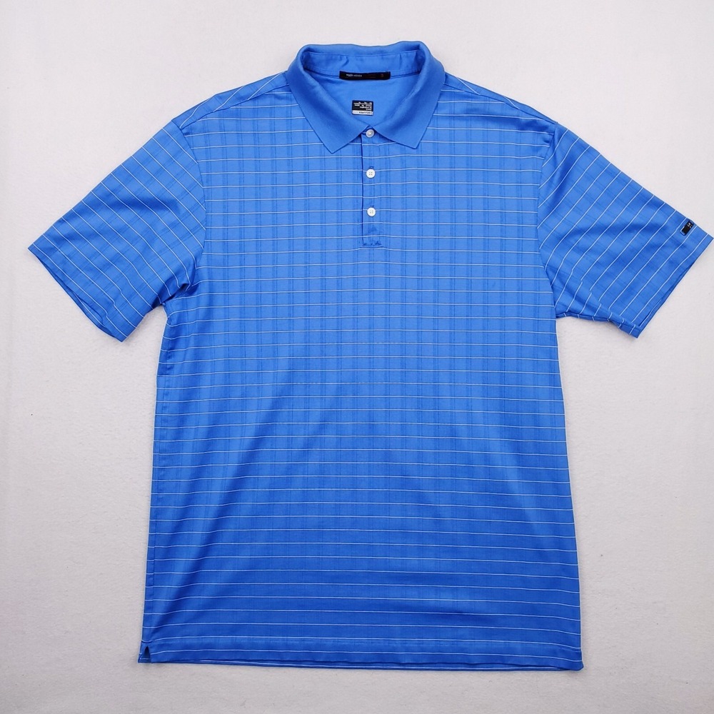 Tiger Woods Shirt Mens XL Blue Check Plaid Nike Performance Golf Polo Preppy
